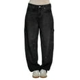 thumbnail image 1 of Outfmvch High Waisted Jeans for Women Baggy Jeans Barrel Jeans Women Wide Leg Jeans Woman Stretchy Jeans for Women Butt Lifting Jeans for Women Plus Size Jeans Black L, 1 of 5