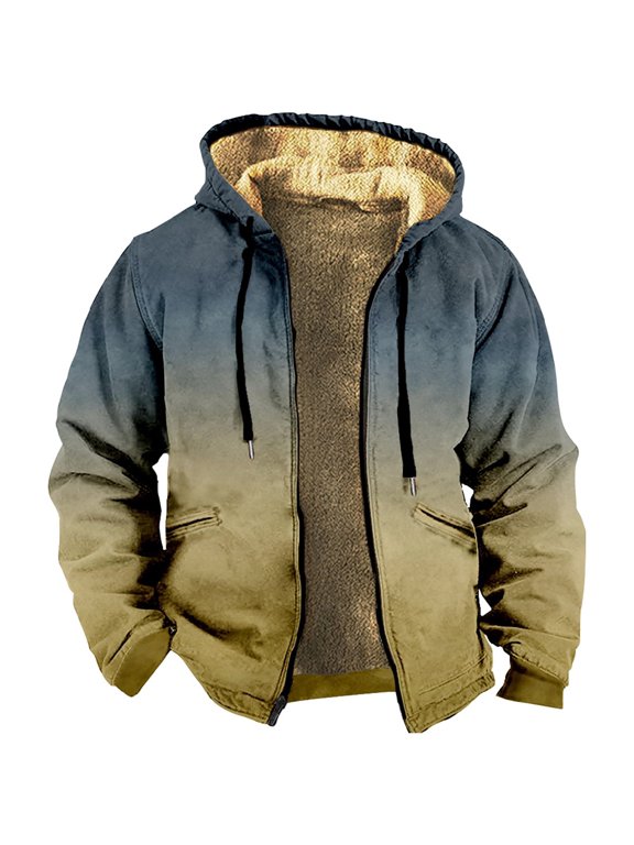 Hoodies For Men Hoodie Men'S Hooded Fleece Gradually Changing Sweater Zip Up Hoodie Yellow Xs