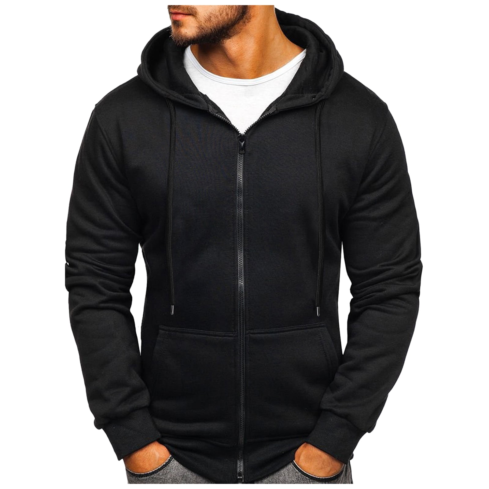Outfmvch Hoodies For Men Hoodie Thick Fleece Custom Graphic Printed Hooded Shirt Sweat Men Luxury Hoodie Zip Up Hoodie Black M