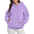 thumbnail image 1 of Outfmvch Hoodies For Women Essentials Hoodie Women'S Solid Color Zipperless Long Sleeved Pullover Hooded Sweater Womens Hoodies Purple 2Xl, 1 of 5