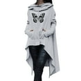 thumbnail image 1 of Outfmvch Hoodies For Women Zip Up Hoodie Women Women Halloween Butterfly Print Pullover Hoodies Sweatshirt Long Sleeve Irregular Hooded Long Tops Shirt With Pocket Crewneck Sweatshirts Gray L, 1 of 6
