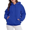 thumbnail image 1 of Outfmvch Hoodies Womens Hoodies Women'S Solid Color Zipperless Long Sleeved Pullover Hooded Sweater Zip Up Hoodie Women Blue S, 1 of 5