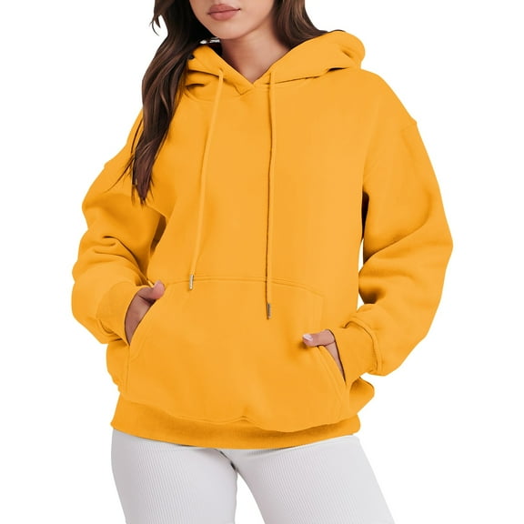 Outfmvch Hoodies Womens Hoodies Women'S Solid Color Zipperless Long Sleeved Pullover Hooded Sweater Zip Up Hoodie Women Yellow Xl