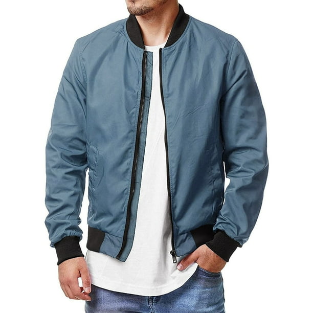 Outfmvch Jackets For Men Bomber Jacket Men Mens Autumn And Winter Sports Large Size Thin Zipper Jacket Mens Winter Coats Blue 3Xl Walmart Business Supplies