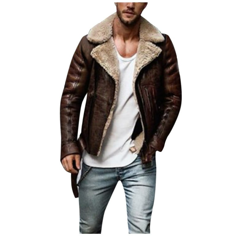 Fur biker jacket mens hot sale