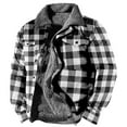 thumbnail image 1 of Outfmvch Jackets For Men Winter Jackets For Men Men'S Warm Lined Wool Plaid Shirt Jacket Winter Heavyweight Thick Jacketclassic Lapel Zipper Jacket Bomber Jacket Men Black L, 1 of 4