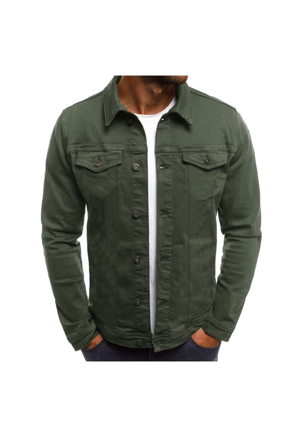 Jackets for Men Button Work Jacket Multi-pocket Stand Collar Casual Jacket Womens Tops Cardigan for Men Army Green