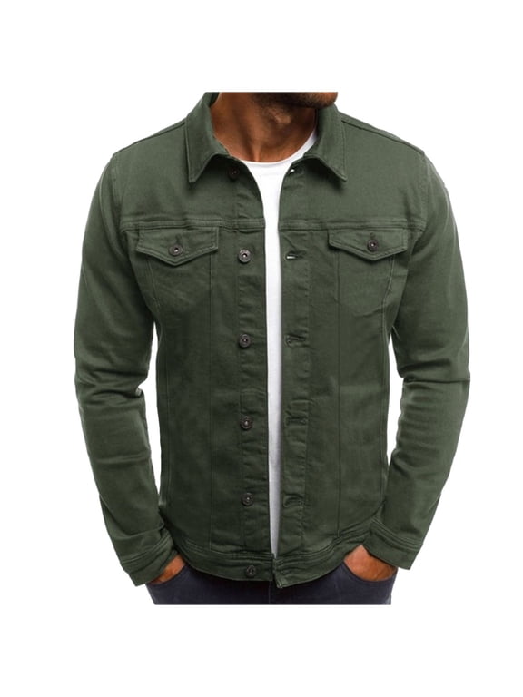 Jackets for Men Button Work Jacket Multi-pocket Stand Collar Casual Jacket Womens Tops Cardigan for Men Army Green