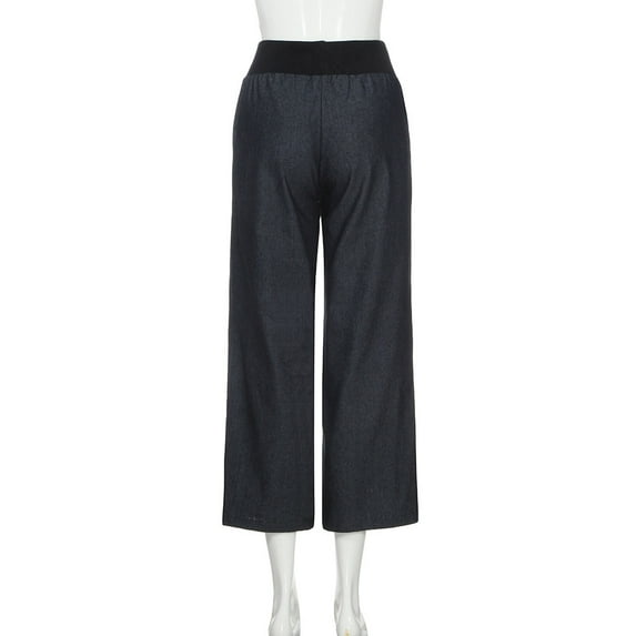 Outfmvch Jean Shorts Womens Wide Leg Pants for Women Jeans Pants Wide Palazzo Leg Trousers Denim Elasticity Casual Waist High Pants Denim Shorts Women Black XL