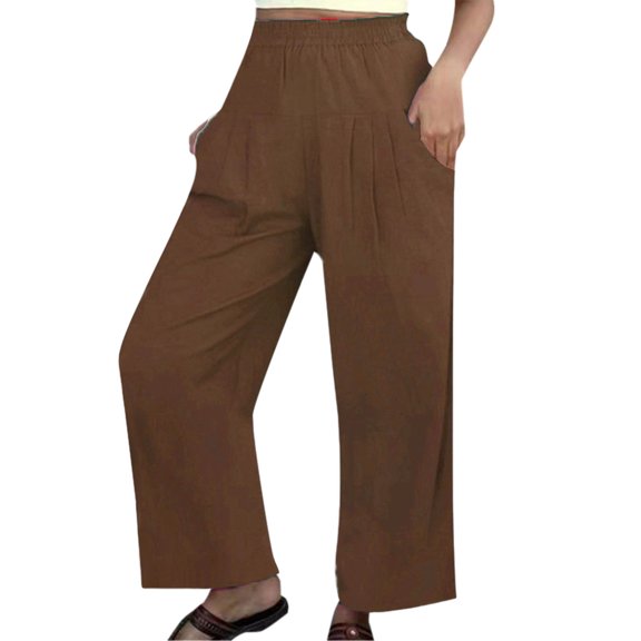 Outfmvch Jeans For Women Women'S Pants Womens Casual Solid Pants Elastic Waist Comfy Trousers With Pockets High Waisted Jeans For Women Coffee L