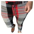 thumbnail image 1 of Outfmvch Joggers For Men Mens Jeans Men'S Casual Plaid Print Party Suit Pants Stretch Feet Pants With Pockets Men'S Pants Red M, 1 of 8