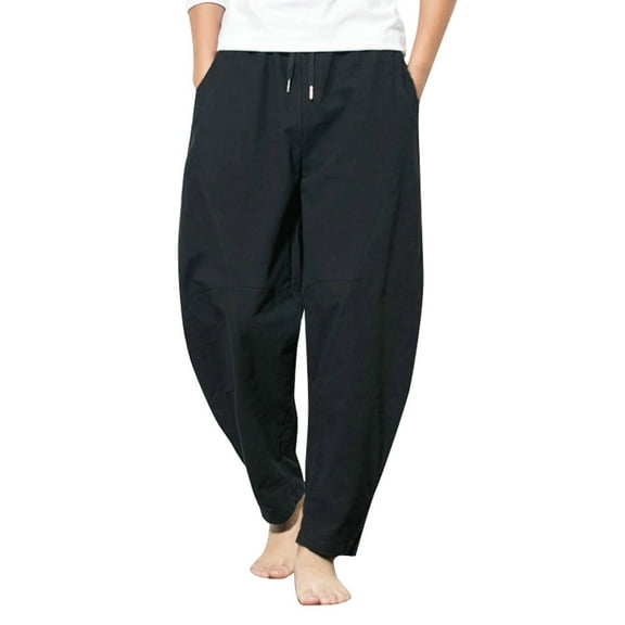 Outfmvch Joggers for Men Mens Jeans Men's Drawstring Solid Mid Waist Loose Fit Casual Trousers Elastic Waist Pants Men's Pants Black 3xl