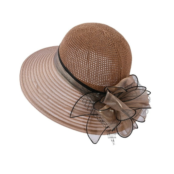 Outfmvch Kentucky Derby Hats for Women Wide Brim Hats for Women Cloche Hats Women Hats for Summer Women's Hat Women Bucket Hat Fedora Hat Khaki One Size