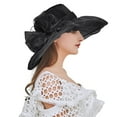 thumbnail image 1 of Outfmvch Kentucky Derby Hats for Women Wide Brim Hats for Women Elegant Hats for Women Tea Party Hats Women Beach Hat Summer Hats Tea Hat Black One Size, 1 of 4