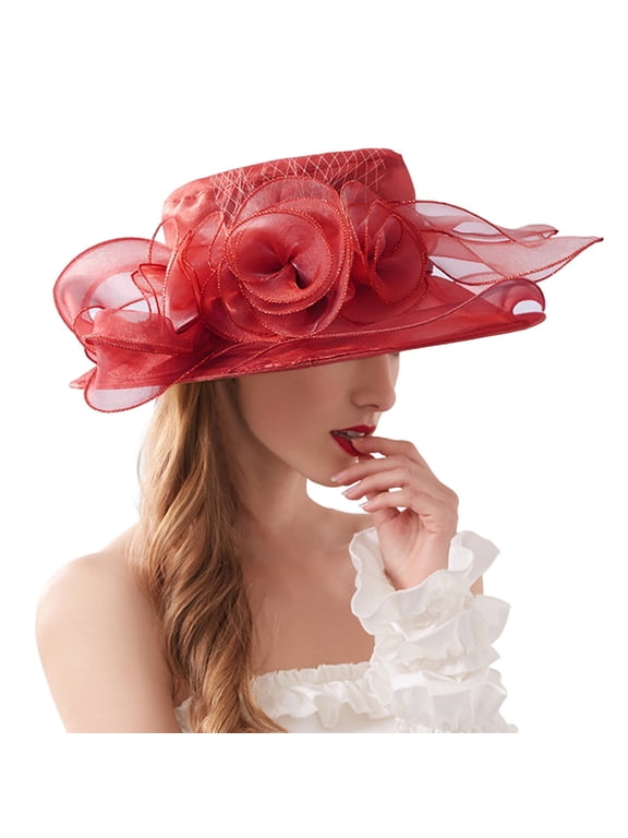Kentucky Derby Hats for Women Wide Brim Hats for Women Bowler Hat Tea Party Hat Straw Hats Straw Hat Women Hats Wine One Size