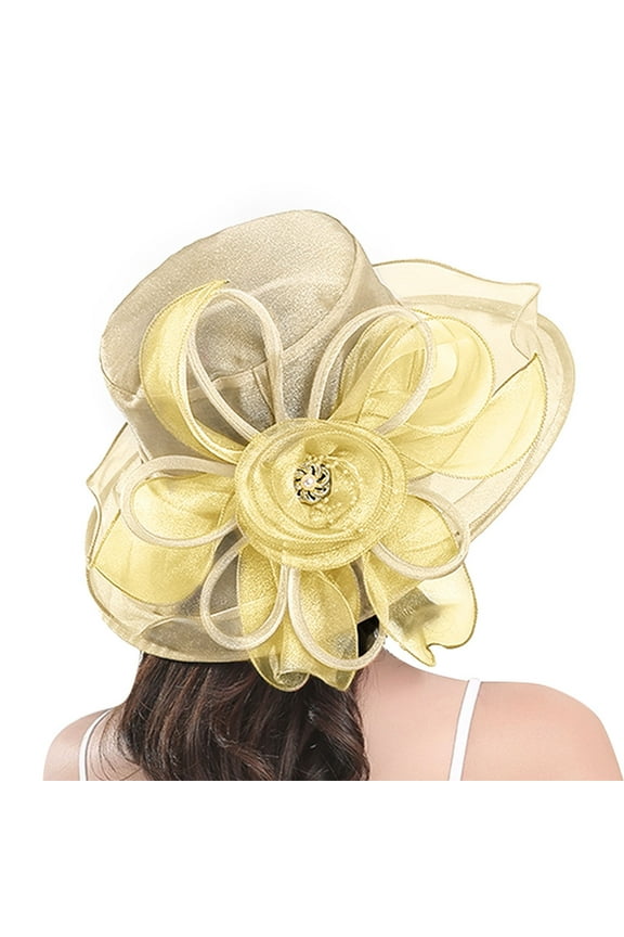 Kentucky Derby Hats for Women Wide Brim Sun Hat Beach Hat Women's Sun Hats Hat Women Summer Hat Tea Party Outfits for Women Khaki One Size