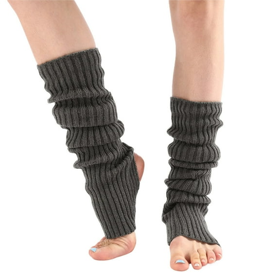 Outfmvch Leg Warmers for Women Ribbed Knitted Long Socks Leg Warmers Wool Socks Pilates Grip Socks for Women Ankle Socks Men Dark Gray One Size