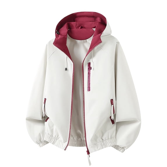 Outfmvch Lightweight Jacket Women Packable Rain Jacket Sweat Jackets for Women Anorak Jacket Women Work Jackets for Women Windbreaker Jacket Women Jackets For Women White S