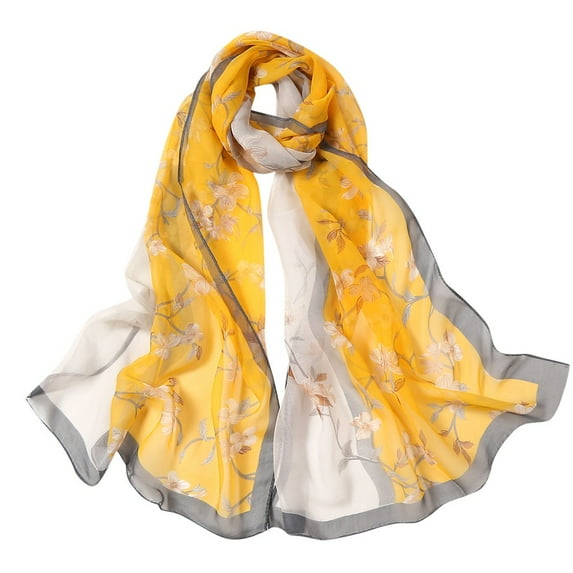 Outfmvch Lightweight Scarf Fashion Scarves Fall Scarf for Women Bandanas Bandana Silk Hair Scarf Silk Hair Wrap Yellow One Size
