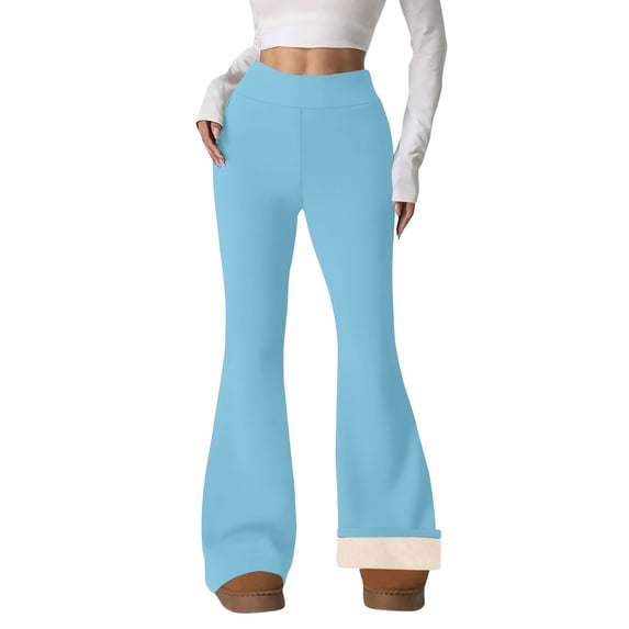 Outfmvch Lined Leggings for Women Thermal Flare Leggings Bellbottom Leggings for Women Cargo Pants Baggy Women's Pants Womens Sweatpants Seamless Leggings Light Blue S
