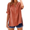 thumbnail image 1 of Outfmvch Linen Blouses for Women,Gauze Tops for Women Casual Summer,Wrap Tops for Women,Gauze Dhirts for Women,Button Up Shirt Women Short Sleeve,Gauze Button Down Shirts for Women Orange 3XL, 1 of 7