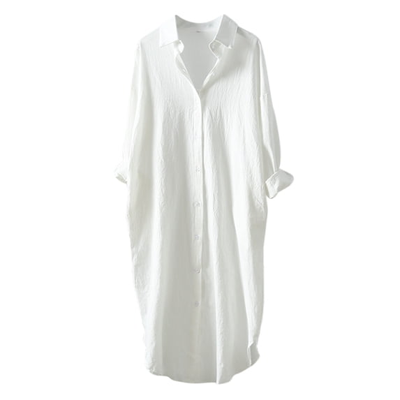 Outfmvch Linen Button Down Shirt Women Button Down Plaid Shacket Shirt Women 2026 Loose Fit Tops Collared Roll Up Long Sleeve Vacation Blouses Cruise Outfits White S