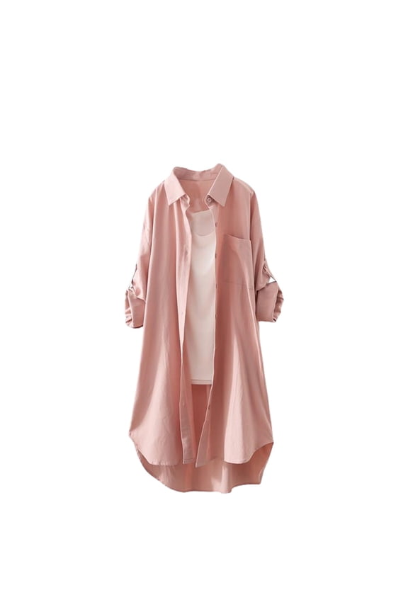 Linen Long Sleeve Shirt Women Collared Roll Up Long Sleeve Womens Cotton Linen Button Down Shirts Boyfriend Dress Shirt V Neck Blouses Office Drop Pink XL
