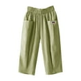thumbnail image 1 of Outfmvch Linen Pants Women Capri Pants with Lace Side Boho Pants for Women 2026 Cotton Linen Pants Cropped Linen Pants Women Flowy Pants for Women Petite Palazzo Pants with Pockets Mint Green M-4XL, 1 of 4