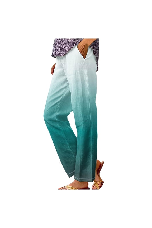 Linen Pants Women Cinch Bottom Linen Straight Leg Wide Leg Linen Pants for Women Womens Beach Pants Casual Drawstring Palazzo Harem Pants Gaucho Pants for Women Mint Green S-5XL
