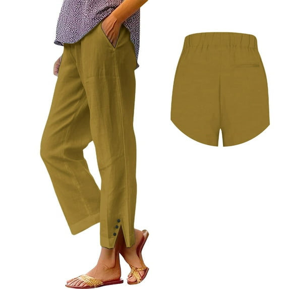 Outfmvch Linen Pants Women,Wide Leg Pants Woman,High Waisted Pants for Women,Joggers for Women,Straight Leg Pants Women,Cargo Pants Women,Sweatpants for Men,Women's Sweatpants Gold,M