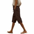 thumbnail image 1 of Outfmvch Linen Pants for Women Womens Flowy Pants with Side Slit Straight Leg Side Slits Pull On for Womens Palazzo Loose Pedal Pushers for Women Wide Leg Trousers Brown S-3XL, 1 of 7