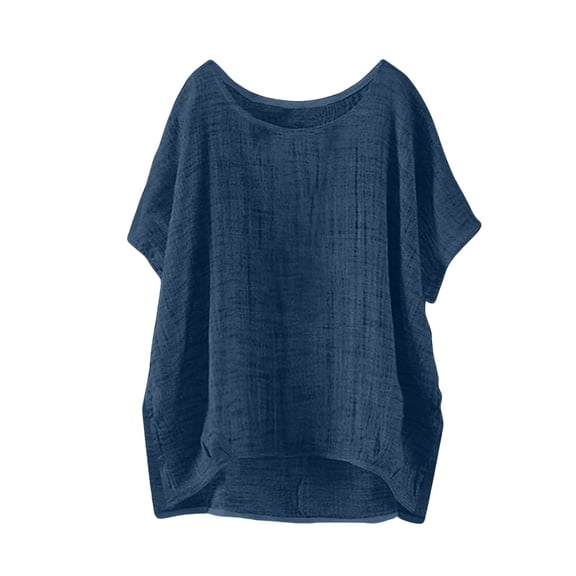 Outfmvch Linen Shirts for Women 3/4 Roll-up Sleeve Boho Fashion Side Slit Tops for Women Cotton Tee Shirts for Women Cozy Loose Fit Basic T-shirts Peasant Tops for Women Green 3XL
