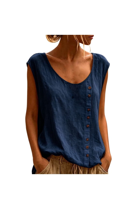Linen Sleeveless Top Gauze Tops for Women Beach Sleeveless Tops Summer Sleeveless Shirts Basic Tank Tops for Women Linen Top Linen Tank Linen Shell Tops for Women White L