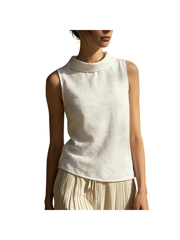 Linen Sleeveless Top Gauze Tops for Women Linen Tank Tops for Women Linen Tank Top Linen Top Linen Blend Tops for Women Flowy Tops for Women Basic Tank Tops for Women White M