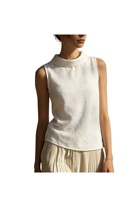 Linen Sleeveless Top Gauze Tops for Women Linen Tank Tops for Women Linen Tank Top Linen Top Linen Blend Tops for Women Flowy Tops for Women Basic Tank Tops for Women White M