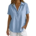 thumbnail image 1 of Outfmvch Linen Tops for Women Boho Beach Gauze Blouses Womens 3/4 Sleeve Button Down Shirts Peasant Tops for Women Side Slit Tops for Women Boho Tops for Women Green L, 1 of 9