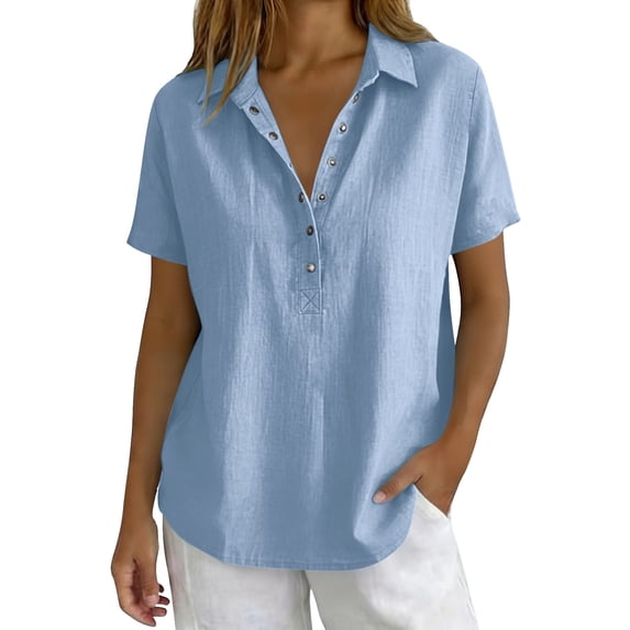 Outfmvch Linen Tops for Women Boho Beach Gauze Blouses Womens 3/4 Sleeve Button Down Shirts Peasant Tops for Women Side Slit Tops for Women Boho Tops for Women Green L