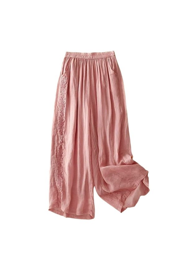 Linen Wide Leg Pants for Women Lightweight Pants for Summer Women Pants Women Drawstring Pants Women Linen Pants Women Flowy Pants for Women Cargo Pants Women Red 3XL