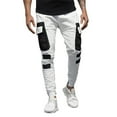 thumbnail image 1 of Outfmvch Long Johns For Men Joggers For Men Men'S Fashion Casual Stitching Leg Multi-Pocket Pants Pants Cargo Pants For Men White Xl, 1 of 9