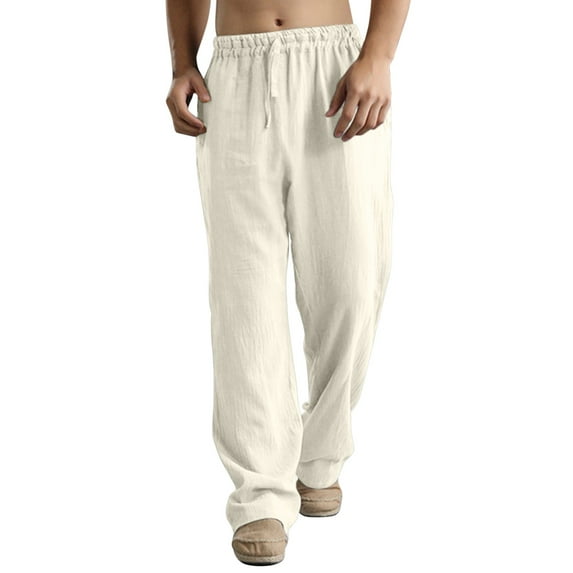 Outfmvch Long Johns For Men Joggers For Men Men Spring And Summer Pant Casual All Match Solid Color Painting Loose Plus Size Trouser Fashion Beach Pockets Pant Cargo Pants For Men Beige L