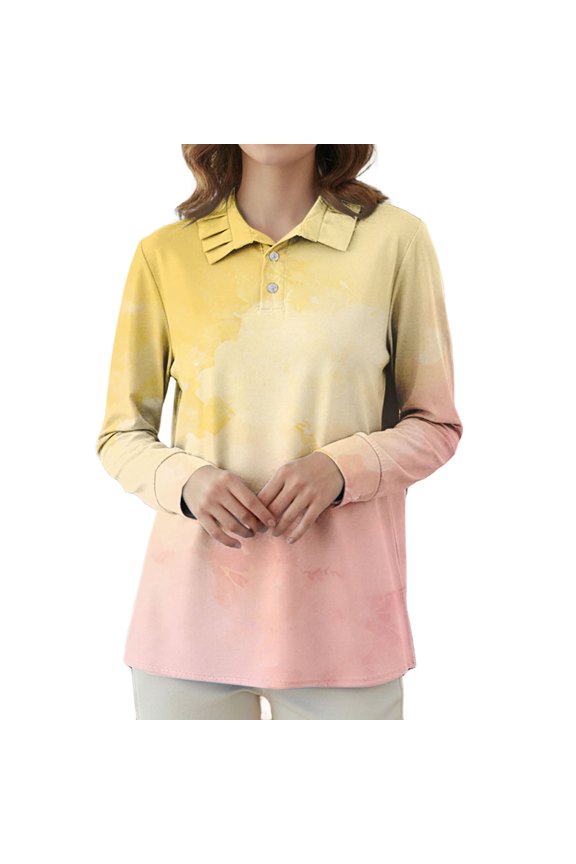 Long Sleeve Button Down Shirt Tunic Blouses for Work Collared Roll Up Sleeve Shirt Gauze Tops with Pocket Lapel Collar Pleated Tops Button Up Blouse Women Office Work Tops Multicolor L