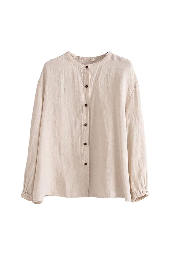 Long Sleeve Cotton Blouse Office Drop Shoulder Blouse Collared Roll Up Long Sleeve Womens Cotton Linen Tunic Boyfriend Dress Shirt V Neck Blouses White M