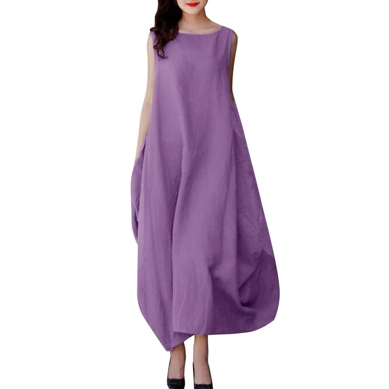 Casual Solid Sling Sleeveless Cotton Maxi Dress Casual Solid Sling Sleeveless Cotton Maxi Dress