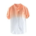 thumbnail image 1 of Outfmvch Long Sleeve Shirts for Men Summer Cool and Thin Breathable Collar Hanging Dyed Gradient Cotton Shirt Womens Tops Orange, 1 of 5