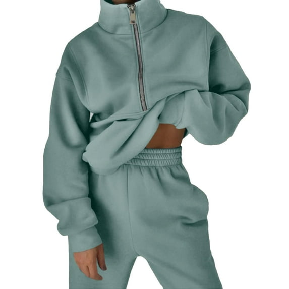 Outfmvch Lounge Sets For Women Cargo Pants Women Womens Fashion Womens Joggers Sweat Sets Women Half Zipper 2 Piece Outfits Joggers Pants Sweatshirt Set Travel Long Sleeve Shirts For Women Green 4Xl