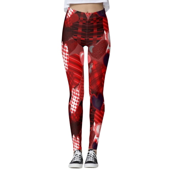 Outfmvch Love Heart Yoga Leggings for Women Printed Leggings with Pockets for Women Cotton Leggings Athletic Leggings for Women Womens Sweatpants Leggings for Women Tummy Control Wine 2xl