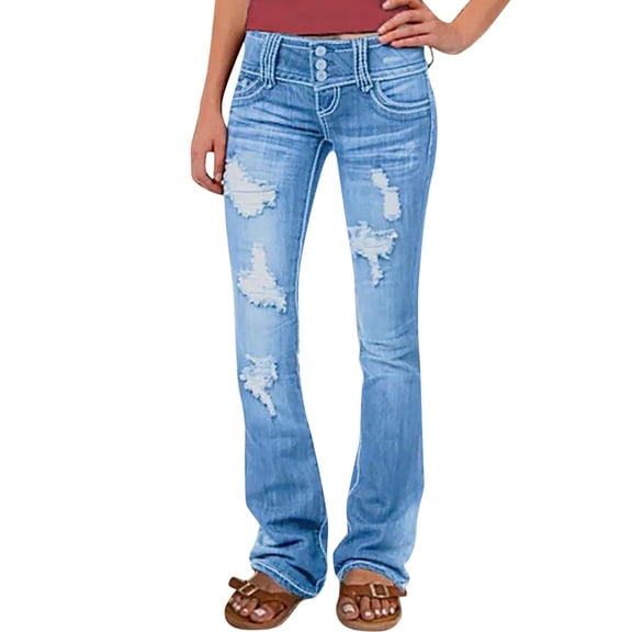 Outfmvch Low Rise Jeans Ripped Jeans Womens Gap Jeans for Women Jeans for Women Plus Size Womens Baggy Jeans Flare Jeans Light Blue Xs