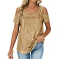 thumbnail image 1 of Outfmvch Mardi Gras Shirts Mardi Gras Tee Cotton Tshirts for Women Cute Graphic Tees Women's Short Sleeve Blouses Graphic T-shirts Women Blouses Khaki S, 1 of 6