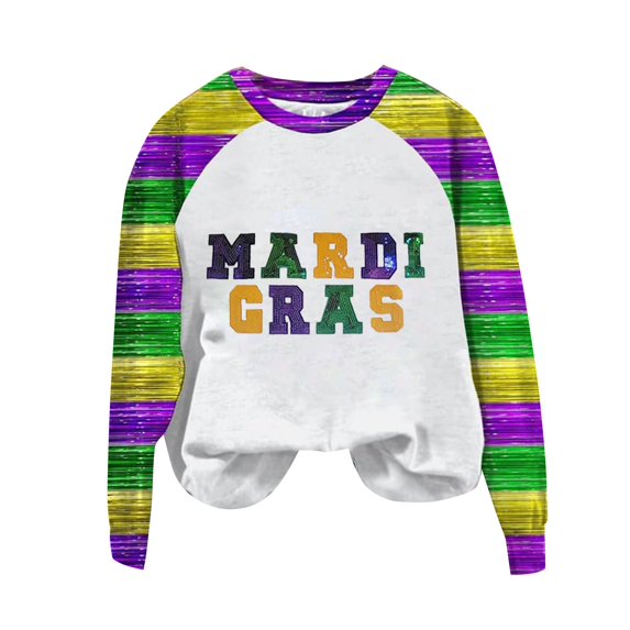 Outfmvch Mardi Gras Shirts for Women Mardi Gras Long Sleeve Shirt for Women Carnival Shirt Mardi Gras T-shirt Sparkling Tops for Women Purple Mardi Gras Shirts for Women Purple 3xl