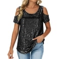 thumbnail image 1 of Outfmvch Mardi Gras T-shirt Mardi Gras Sequin Top Women Button Up Shirt Oversized Graphic Tshirts Mardi Gras Tops for Women Womens Workout Shirt Cute Graphic Tees Black L, 1 of 6